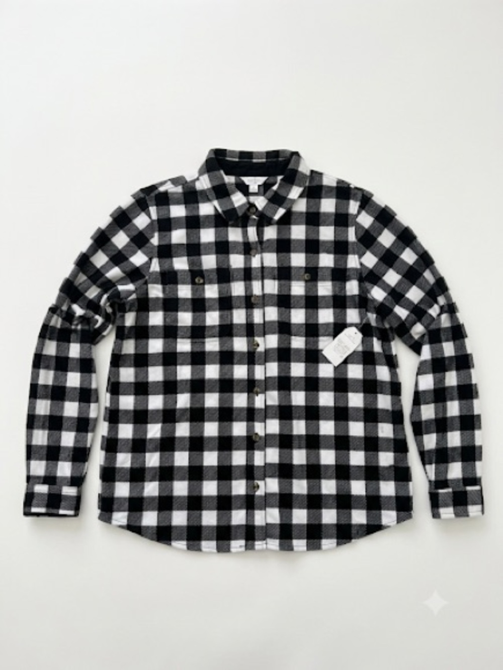 Men's Black & White Check Flannel Shirt